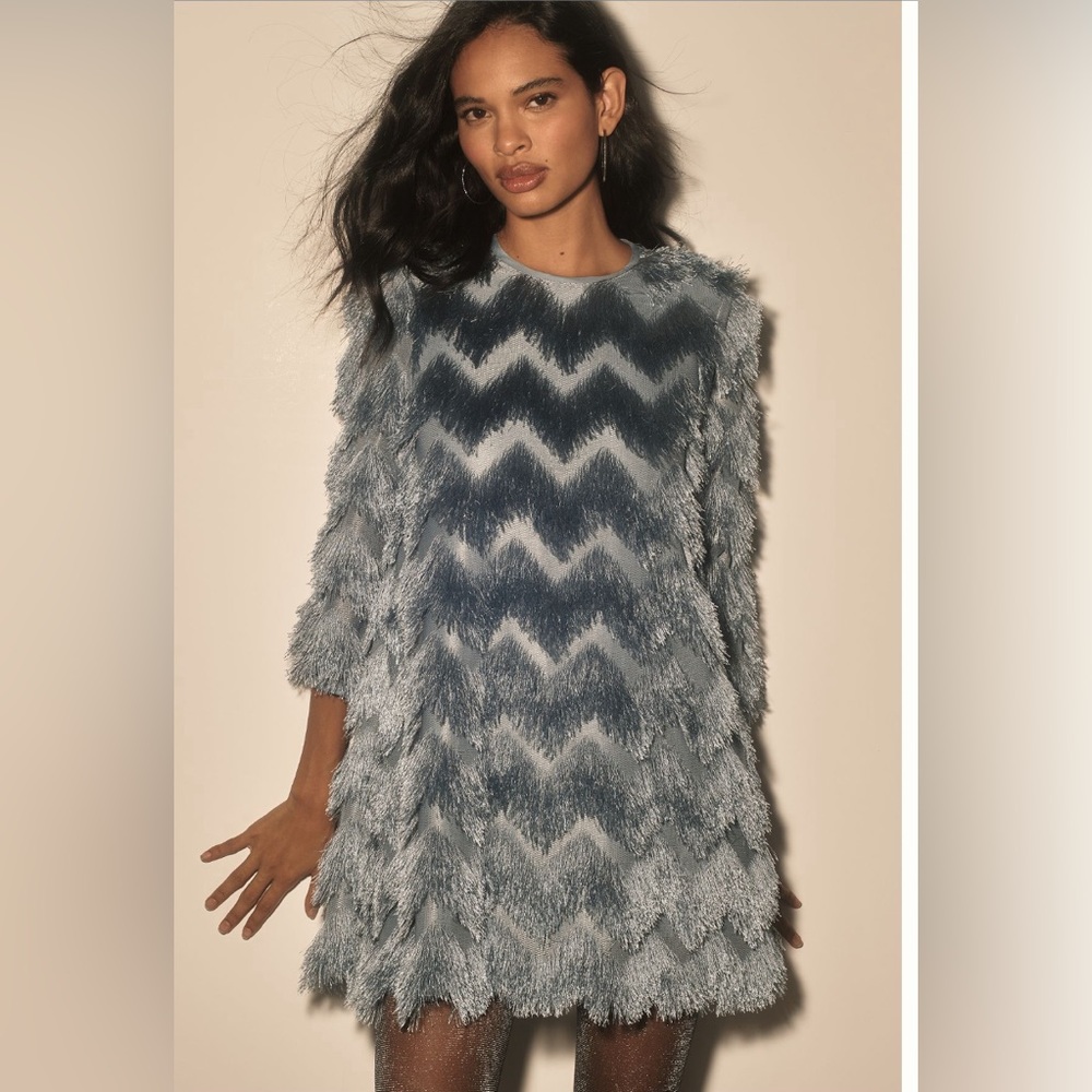 Hutch Blue Fringe Mini Party Dress XL